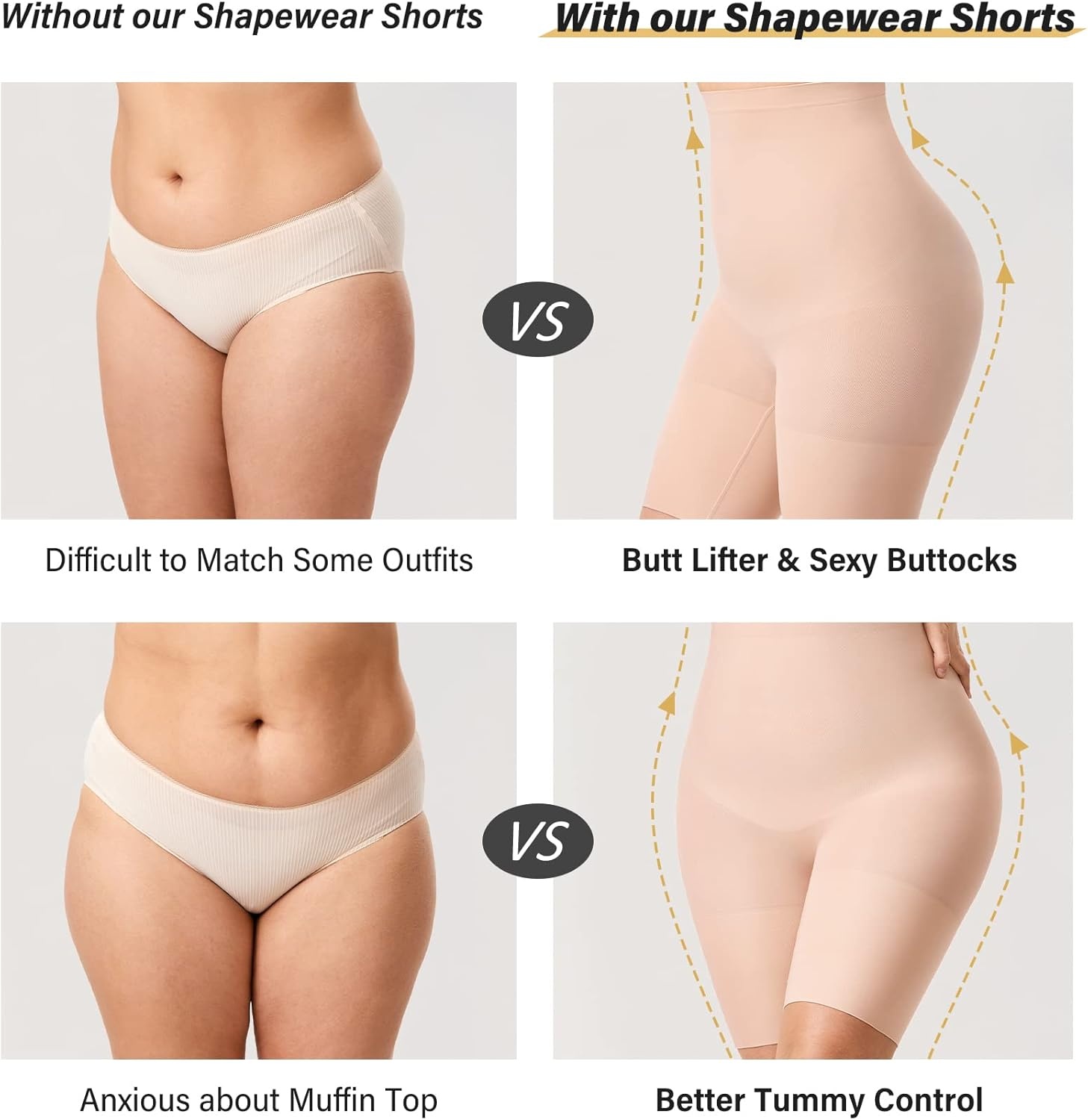 image:imageDELIMIRA Womens Shapewear Shorts Tummy Control Plus Size High Waisted Panties High Compression Thigh SlimmerBlack