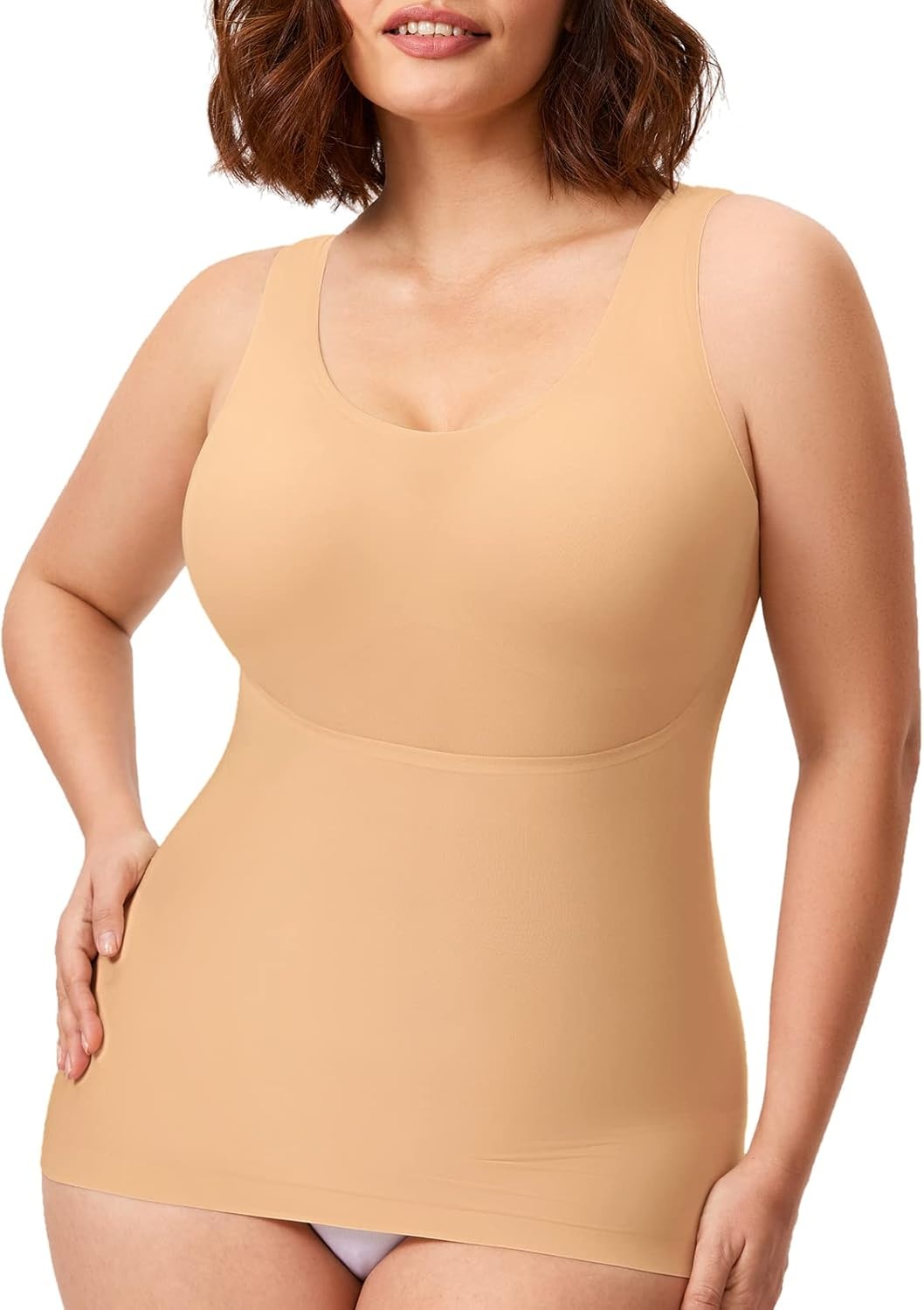 image:imageDELIMIRA Womens Shapewear Tummy Control Tank Tops Plus Size Seamless CamisoleNatural