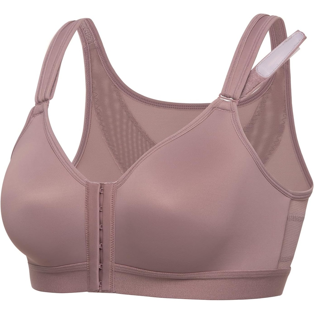 image:imageDELIMIRA Womens Front Closure Bras Posture Full Coverage No Underwire Unlined Back Support BraMochaccino