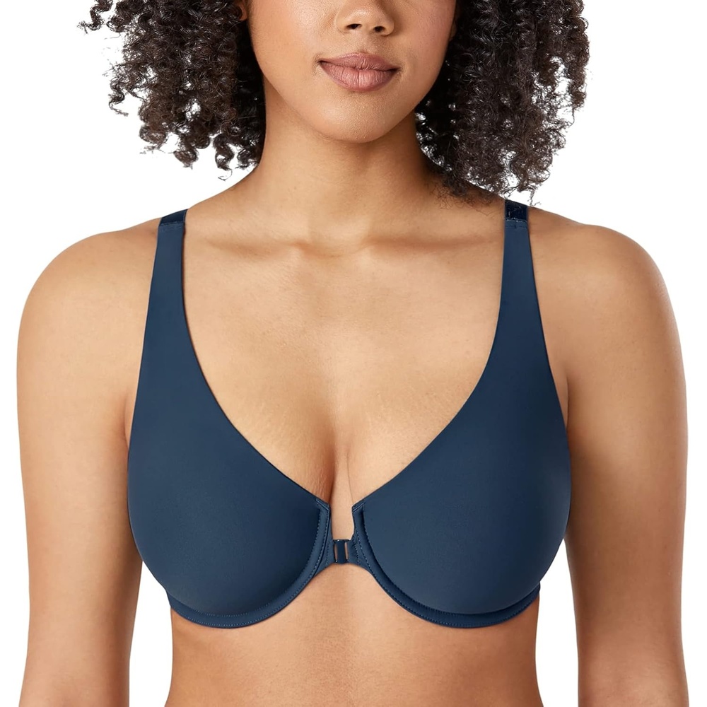 image:imageDELIMIRA Womens Front Closure Bras Seamless Plus Size Plunge Underwire Unlined Comfortable BraSargasso