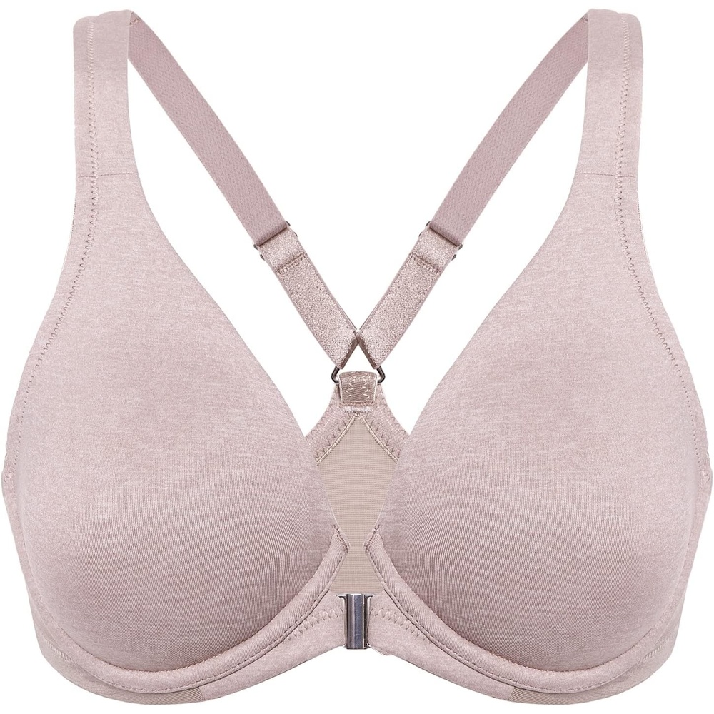 image:imageDELIMIRA Womens Front Closure Full Coverage Bras Plus Size Underwire Racerback Supportive Plunge Unlined BraCameo Heather