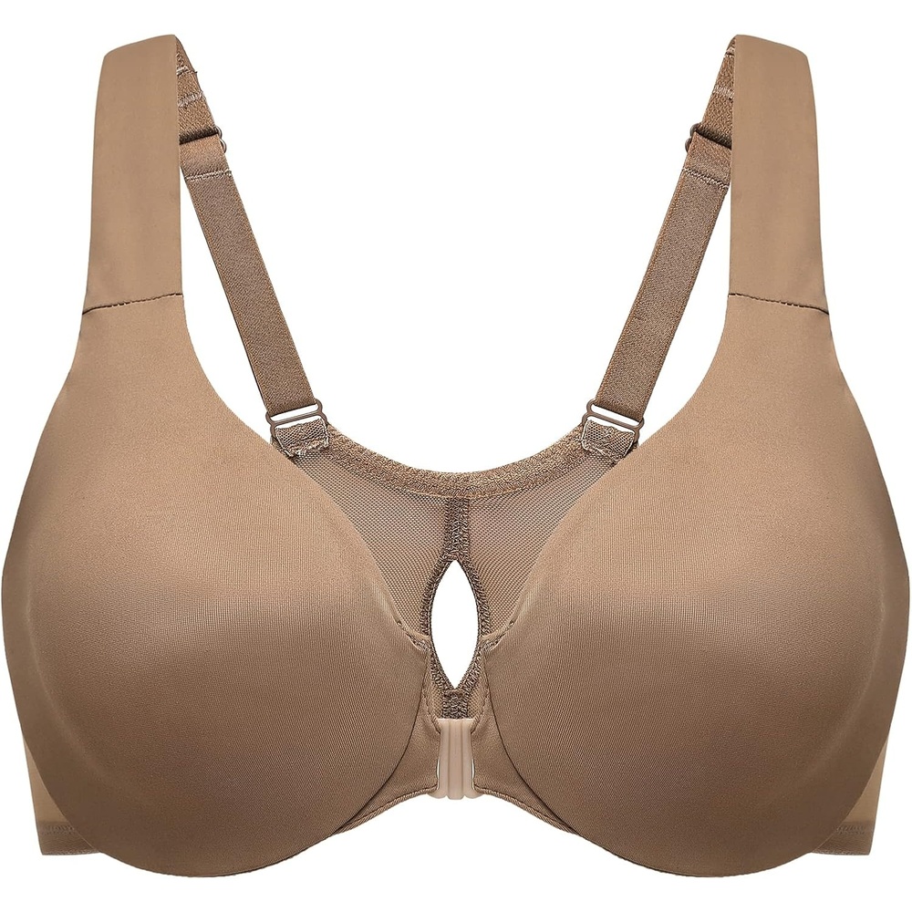 image:imageDELIMIRA Womens Front Closure Racerback Bras Plus Size Underwire Unlined Full Coverage Plunge BrasAmphora