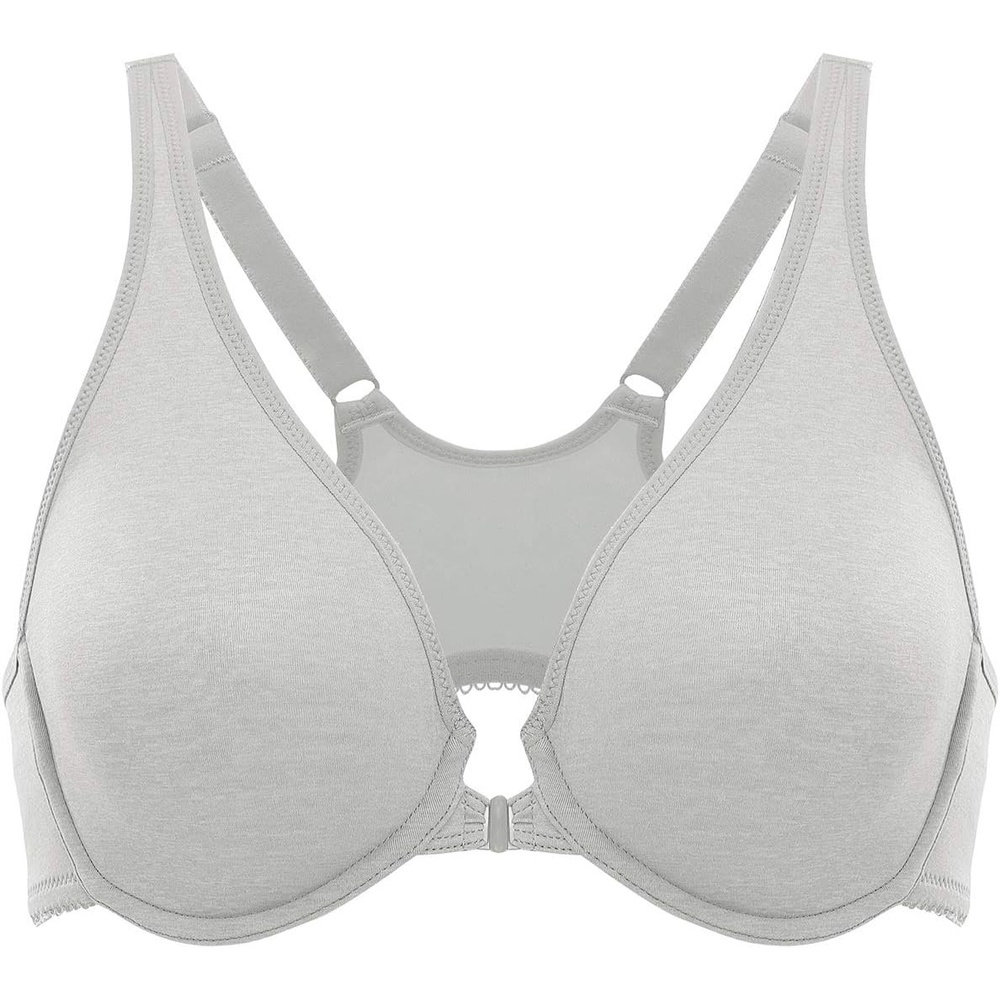 image:imageDELIMIRA Womens Front Closure Racerback Bras Underwire Plus Size Seamless Plunge Comfortable BraGray Heather