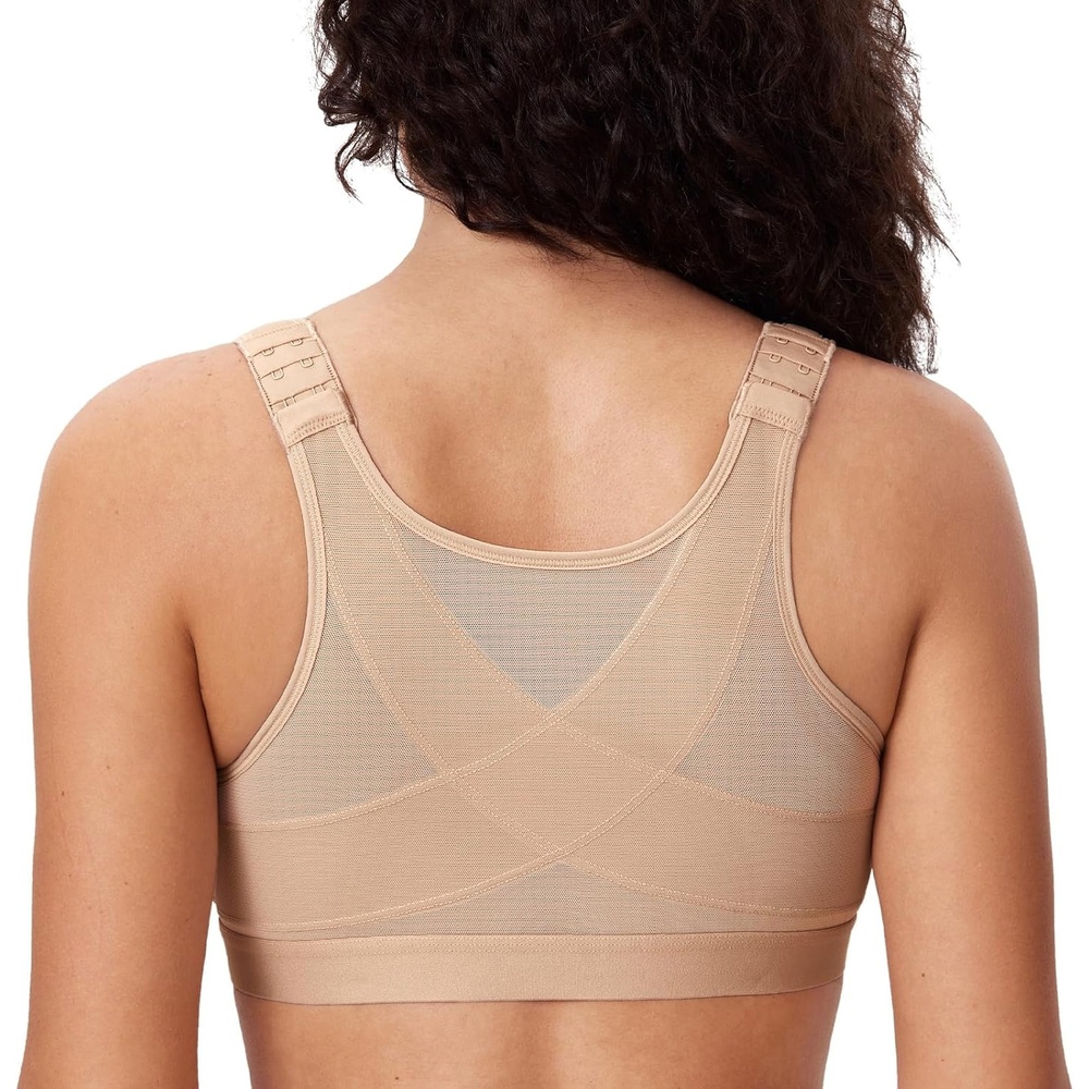 image:imageDELIMIRA Womens Full Coverage Front Closure Wire Free Back Support Posture BraCashew