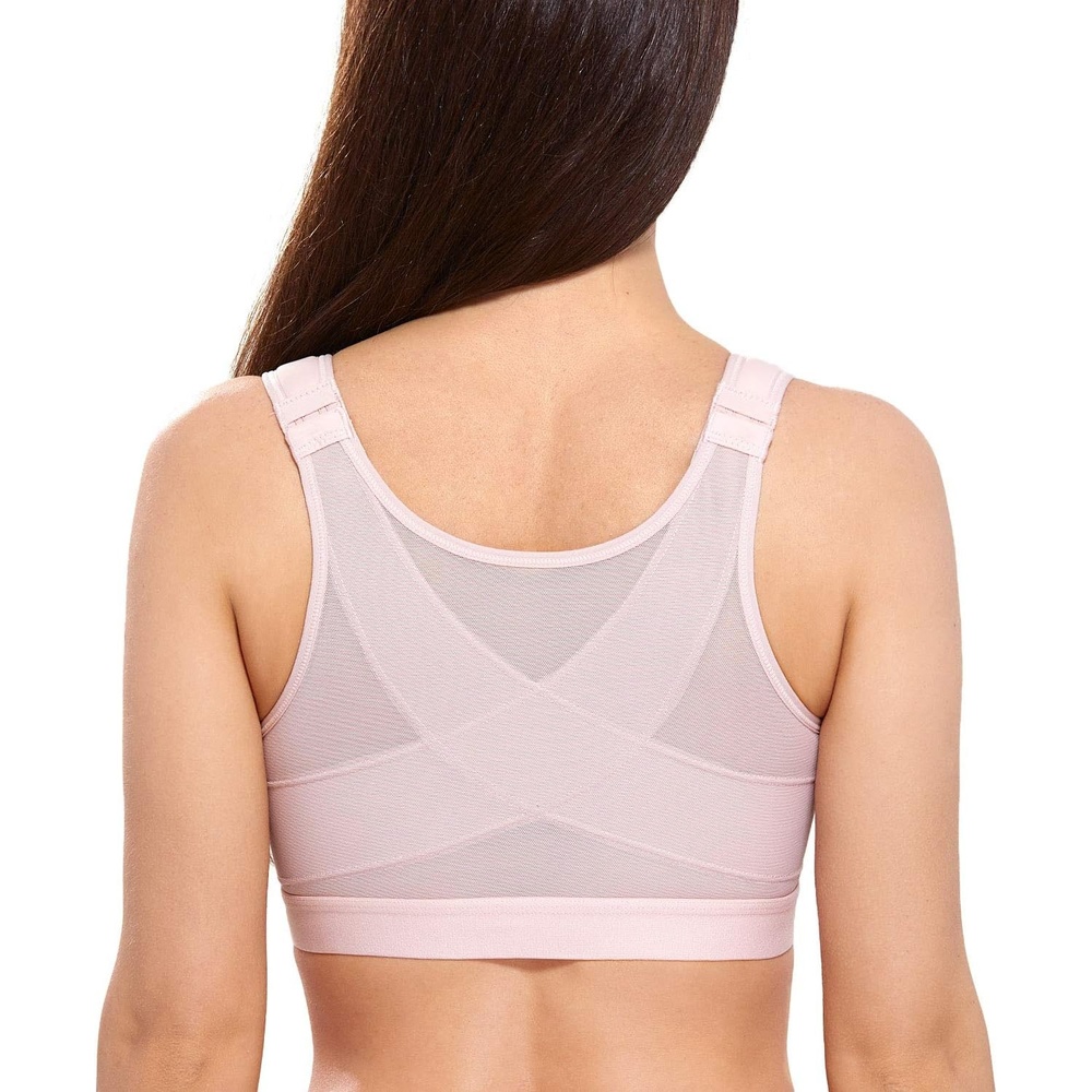 image:imageDELIMIRA Womens Full Coverage Front Closure Wire Free Back Support Posture BraGentle Rose