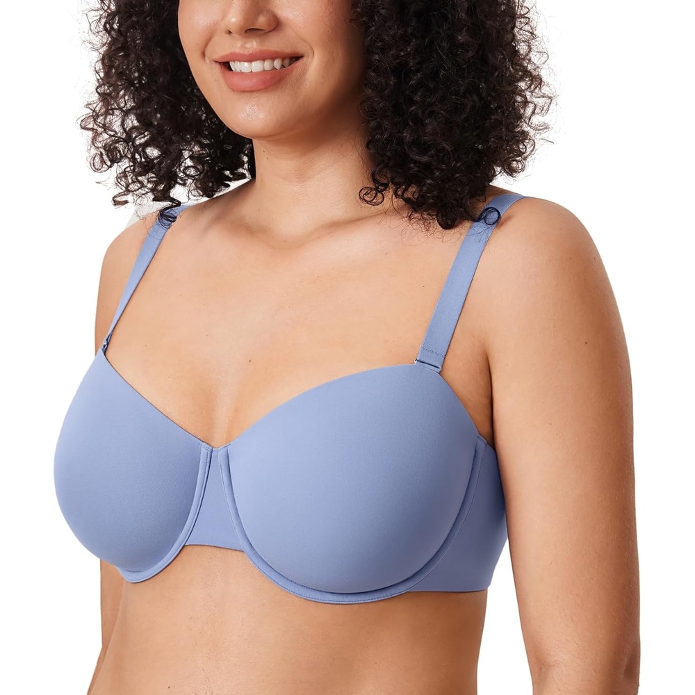 image:imageDELIMIRA Womens Inbarely Plus Balconette Bra Plus Size Full Coverage Seamless Unlined Underwire BrasFrost Blue