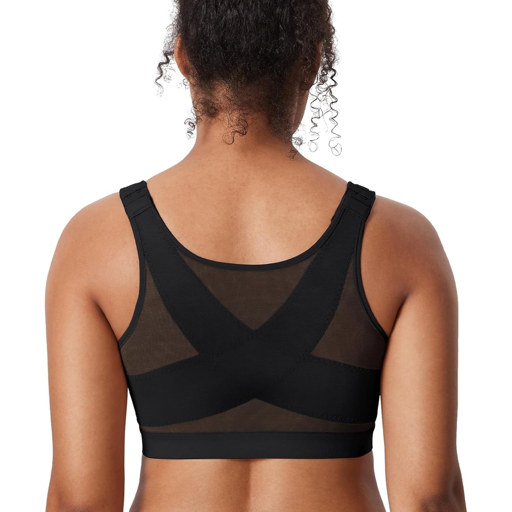 image:imageDELIMIRA Womens Inbarely Plus Posture Bras Front Closure Lightly Padded Plus Size Wireless Full Coverage BraBlack