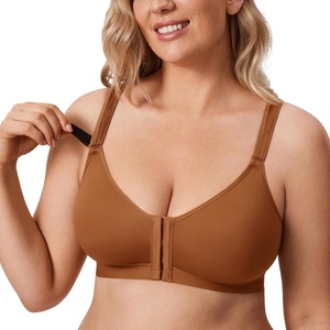image:imageDELIMIRA Womens Front Closure Bras Posture Full Coverage No Underwire Unlined Back Support BraBronze Beige