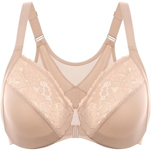 image:imageDELIMIRA Womens Front Closure Bras Posture Full Coverage Plus Size Lace Underwire Unlined BraBeige