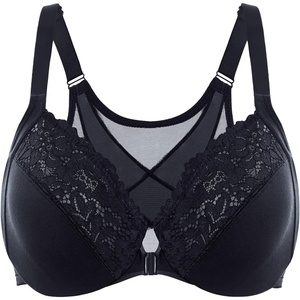 image:imageDELIMIRA Womens Front Closure Bras Posture Full Coverage Plus Size Lace Underwire Unlined BraBlack
