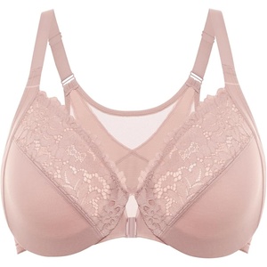 image:imageDELIMIRA Womens Front Closure Bras Posture Full Coverage Plus Size Lace Underwire Unlined BraRose Smoked