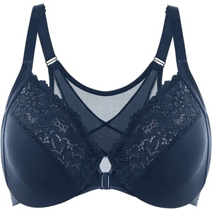 image:imageDELIMIRA Womens Front Closure Bras Posture Full Coverage Plus Size Lace Underwire Unlined BraSargasso