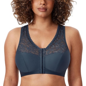 image:imageDELIMIRA Womens Front Closure Bras Racerback No Underwire Plus Size Full Coverage Lace Cotton BraSargasso