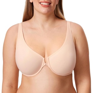 image:imageDELIMIRA Womens Front Closure Bras Seamless Plus Size Plunge Underwire Unlined Comfortable BraApricot Pink