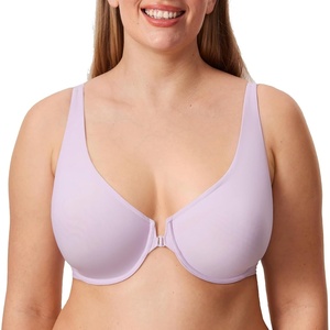 image:imageDELIMIRA Womens Front Closure Bras Seamless Plus Size Plunge Underwire Unlined Comfortable BraOrchid Hush