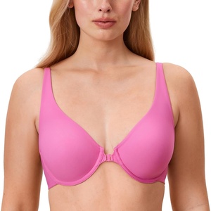 image:imageDELIMIRA Womens Front Closure Bras Seamless Plus Size Plunge Underwire Unlined Comfortable BraPowder Release