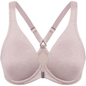 image:imageDELIMIRA Womens Front Closure Full Coverage Bras Plus Size Underwire Racerback Supportive Plunge Unlined BraCameo Heather