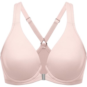 image:imageDELIMIRA Womens Front Closure Full Coverage Bras Plus Size Underwire Racerback Supportive Plunge Unlined BraGentle Rose