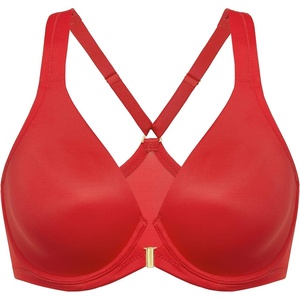 image:imageDELIMIRA Womens Front Closure Full Coverage Bras Plus Size Underwire Racerback Supportive Plunge Unlined BraLipstick Red