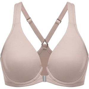 image:imageDELIMIRA Womens Front Closure Full Coverage Bras Plus Size Underwire Racerback Supportive Plunge Unlined BraSea Fog