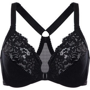 image:imageDELIMIRA Womens Front Closure Plus Size Full Coverage Lace Underwire Racerback BraBlack