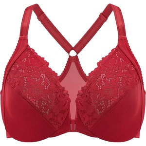 image:imageDELIMIRA Womens Front Closure Plus Size Full Coverage Lace Underwire Racerback BraDark Red
