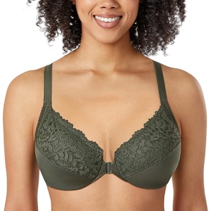 image:imageDELIMIRA Womens Front Closure Plus Size Full Coverage Lace Underwire Racerback BraIvy Green