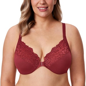 image:imageDELIMIRA Womens Front Closure Plus Size Full Coverage Lace Underwire Racerback BraRed Revelry