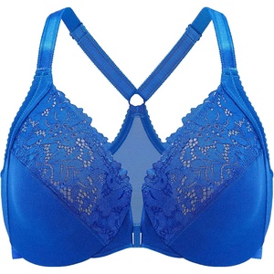 image:imageDELIMIRA Womens Front Closure Plus Size Full Coverage Lace Underwire Racerback BraSparkle Blue