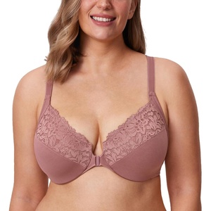 image:imageDELIMIRA Womens Front Closure Plus Size Full Coverage Lace Underwire Racerback BraVintage Rose
