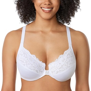 image:imageDELIMIRA Womens Front Closure Plus Size Full Coverage Lace Underwire Racerback BraWhite
