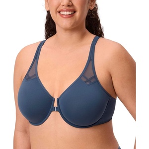 image:imageDELIMIRA Womens Front Closure Racerback Bras Plus Size Full Coverage Supportive Underwire Plunge Unlined BraSargasso