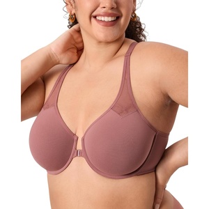 image:imageDELIMIRA Womens Front Closure Racerback Bras Plus Size Full Coverage Supportive Underwire Plunge Unlined BraVintage Rose