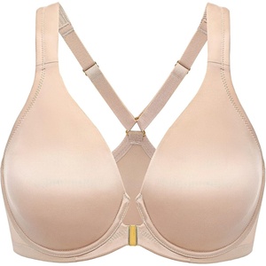 image:imageDELIMIRA Womens Front Closure Racerback Bras Plus Size Full Coverage Underwire Unlined Seamless Plunge BraBeige