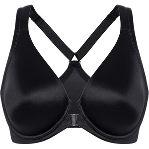 image:imageDELIMIRA Womens Front Closure Racerback Bras Plus Size Full Coverage Underwire Unlined Seamless Plunge BraBlack