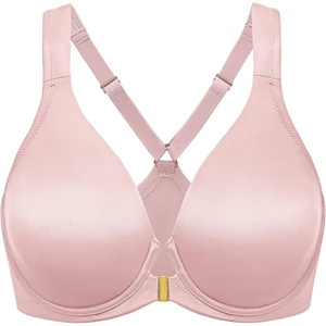 image:imageDELIMIRA Womens Front Closure Racerback Bras Plus Size Full Coverage Underwire Unlined Seamless Plunge BraGentle Rose