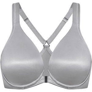 image:imageDELIMIRA Womens Front Closure Racerback Bras Plus Size Full Coverage Underwire Unlined Seamless Plunge BraQuantum Grey