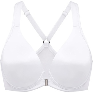 image:imageDELIMIRA Womens Front Closure Racerback Bras Plus Size Full Coverage Underwire Unlined Seamless Plunge BraWhite