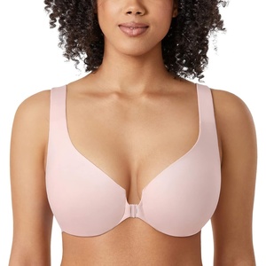 image:imageDELIMIRA Womens Front Closure Racerback Bras Plus Size Underwire Unlined Full Coverage Plunge BrasGentle Rose