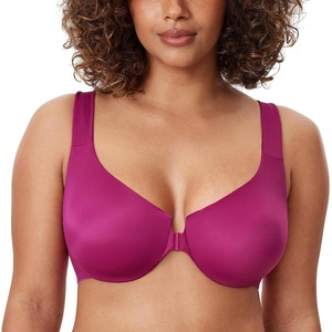 image:imageDELIMIRA Womens Front Closure Racerback Bras Plus Size Underwire Unlined Full Coverage Plunge BrasMagenta Purple