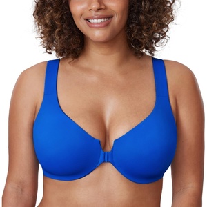 image:imageDELIMIRA Womens Front Closure Racerback Bras Plus Size Underwire Unlined Full Coverage Plunge BrasSparkle Blue
