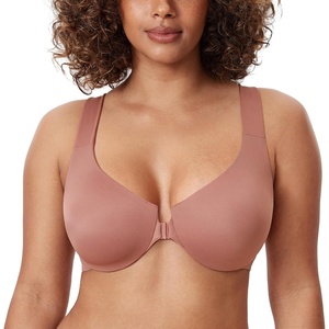 image:imageDELIMIRA Womens Front Closure Racerback Bras Plus Size Underwire Unlined Full Coverage Plunge BrasVintage Rose
