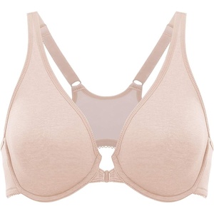image:imageDELIMIRA Womens Front Closure Racerback Bras Underwire Plus Size Seamless Plunge Comfortable BraOatmeal Heather