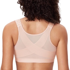 image:imageDELIMIRA Womens Full Coverage Front Closure Wire Free Back Support Posture BraApricot Pink