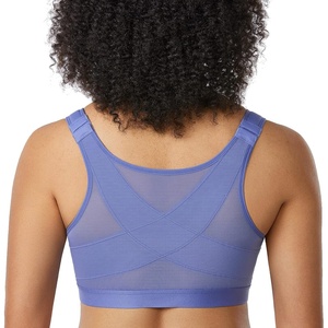image:imageDELIMIRA Womens Full Coverage Front Closure Wire Free Back Support Posture BraPersian Blue