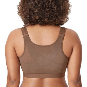 image:imageDELIMIRA Womens Full Coverage Front Closure Wire Free Back Support Posture BraSandalwood Brown