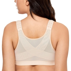 image:imageDELIMIRA Womens Full Coverage Front Closure Wire Free Back Support Posture BraTaupe Tan
