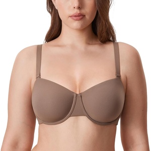 image:imageDELIMIRA Womens Inbarely Plus Balconette Bra Plus Size Full Coverage Seamless Unlined Underwire BrasBrown Purple
