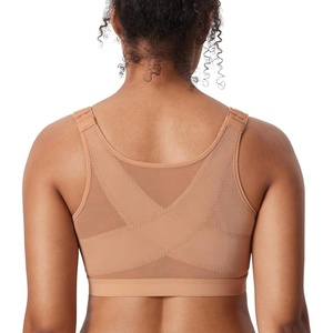 image:imageDELIMIRA Womens Inbarely Plus Posture Bras Front Closure Lightly Padded Plus Size Wireless Full Coverage BraBarely Buff