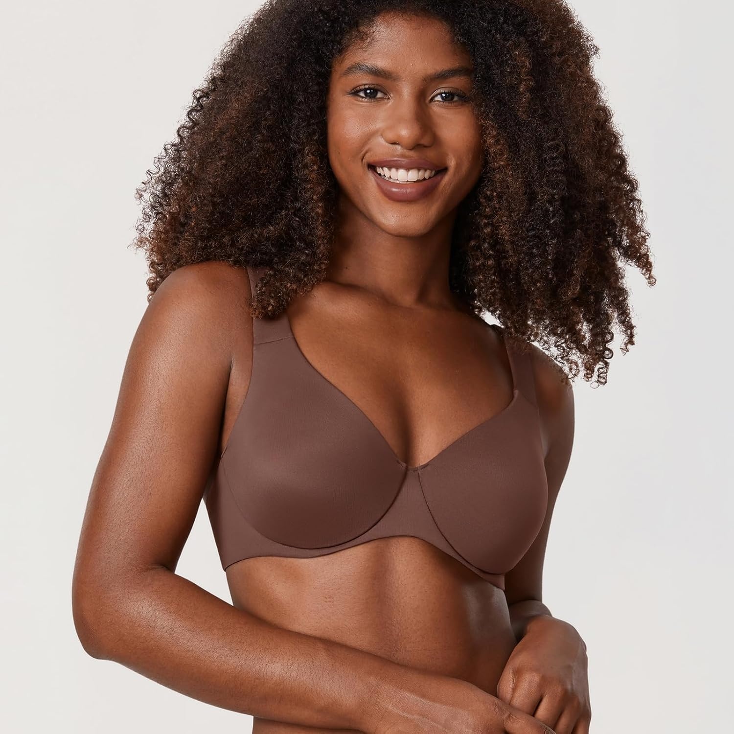 image:imageDELIMIRA Minimizer Bras for Women Full Coverage Plus Size Underwire Unlined Supportive Seamless BraBrown Violet